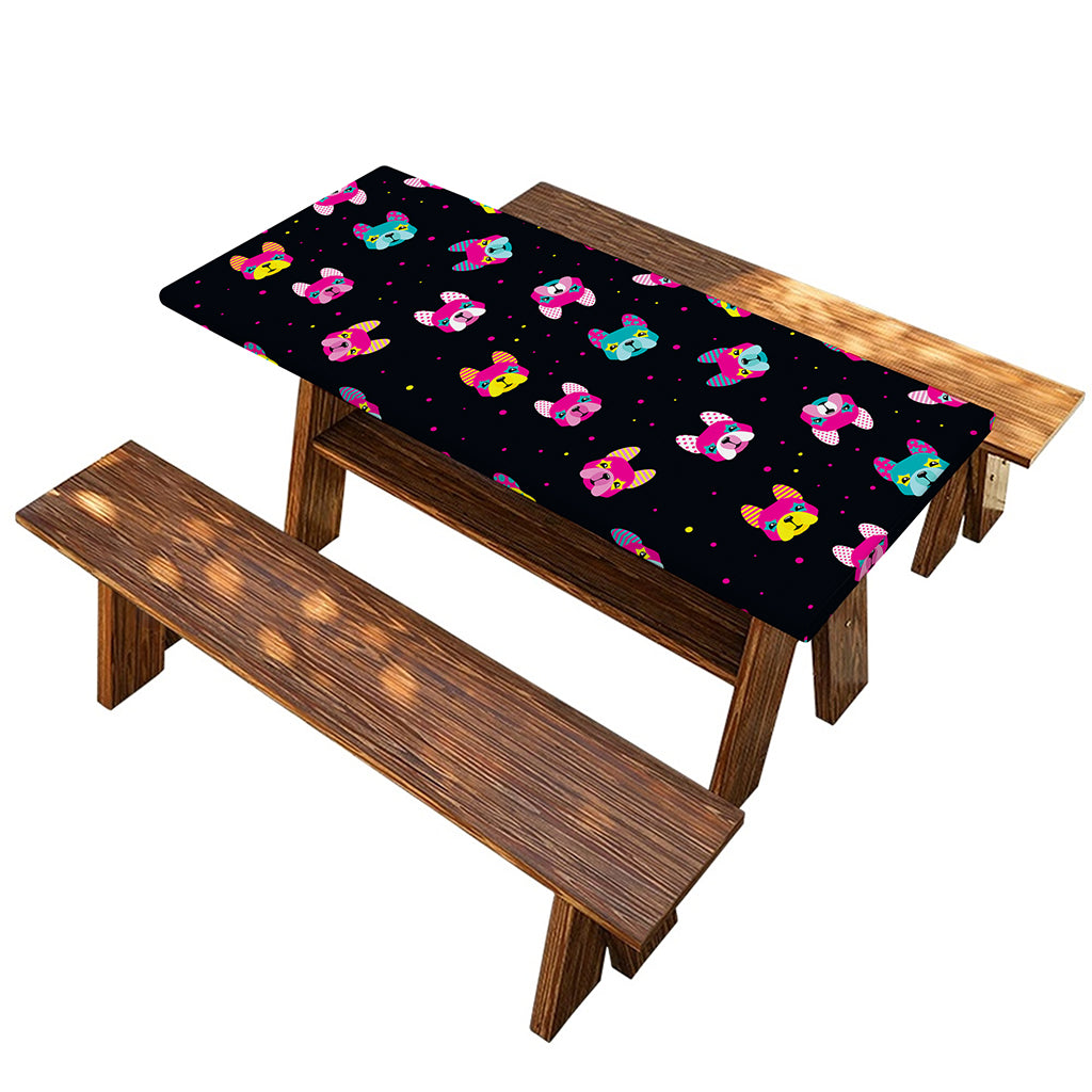 Colorful French Bulldog Print Picnic Table Cover