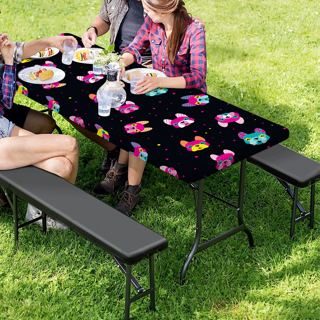 Colorful French Bulldog Print Picnic Table Cover