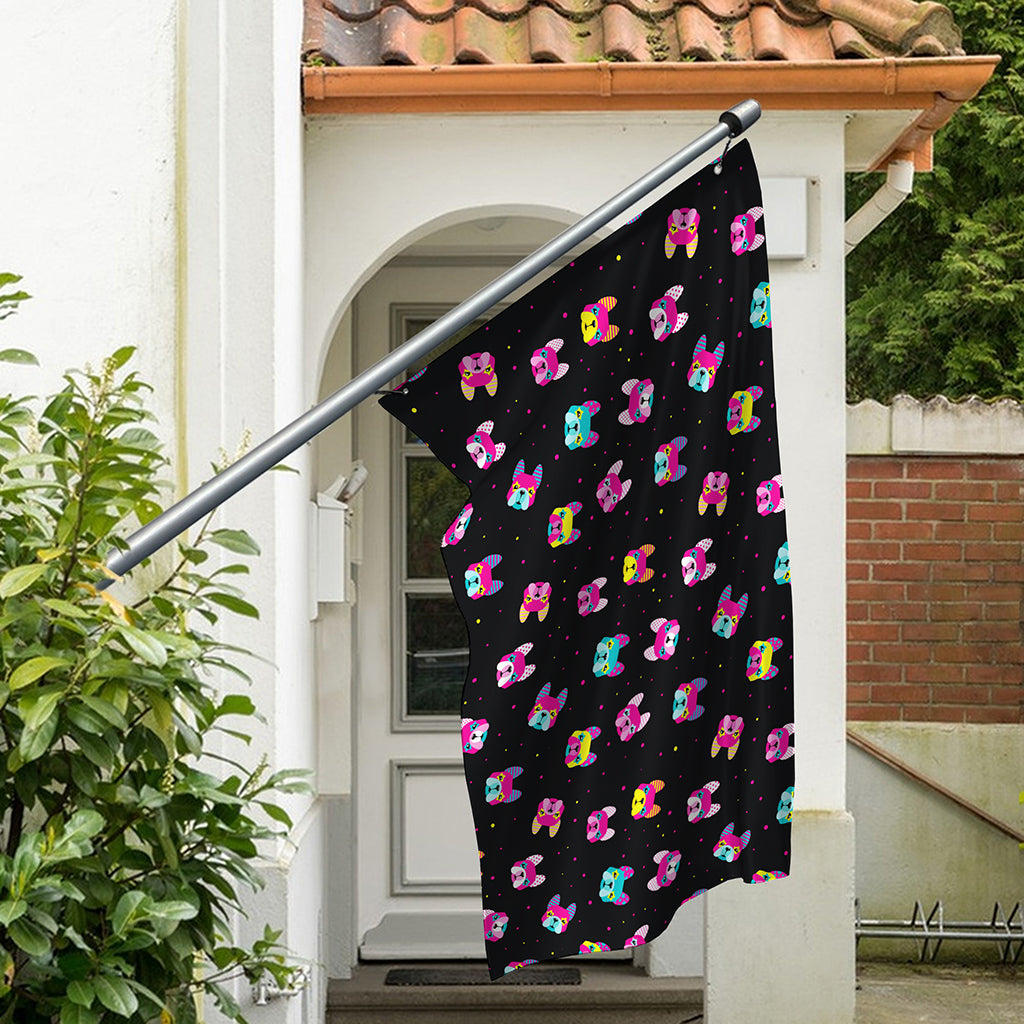 Colorful French Bulldog Print Polyester Flag