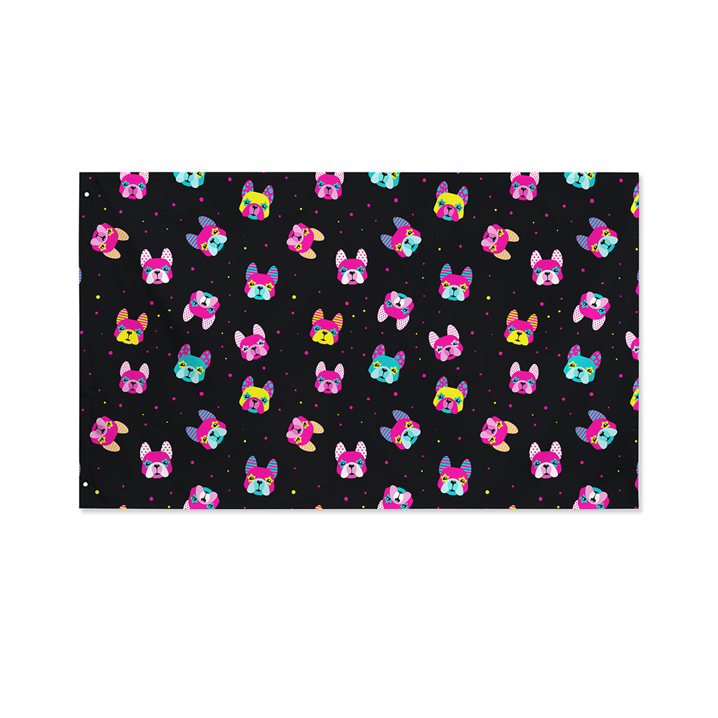 Colorful French Bulldog Print Polyester Flag