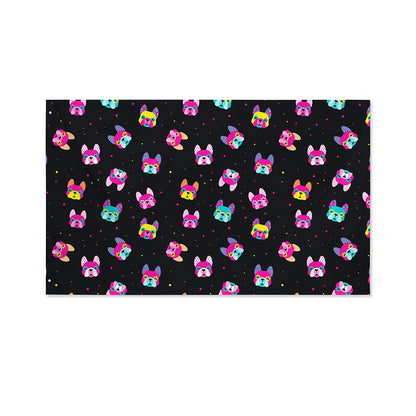 Colorful French Bulldog Print Polyester Flag