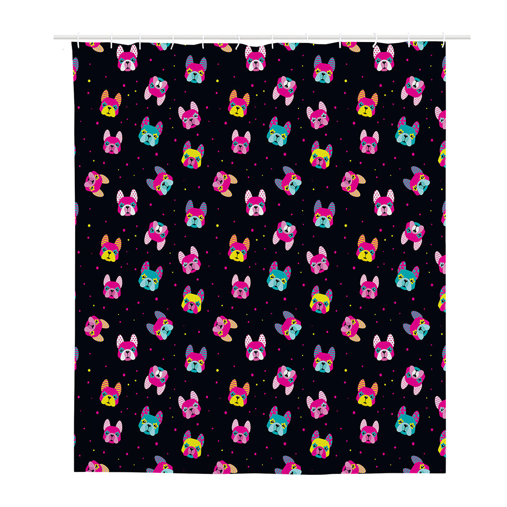 Colorful French Bulldog Print Polyester Shower Curtain
