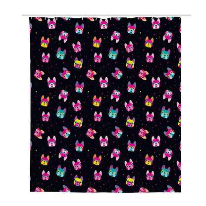 Colorful French Bulldog Print Polyester Shower Curtain