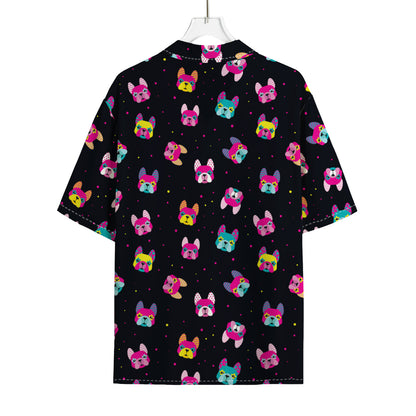 Colorful French Bulldog Print Rayon Hawaiian Shirt