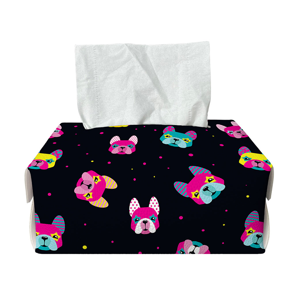 Colorful French Bulldog Print Rectangle Tissue Box Cover
