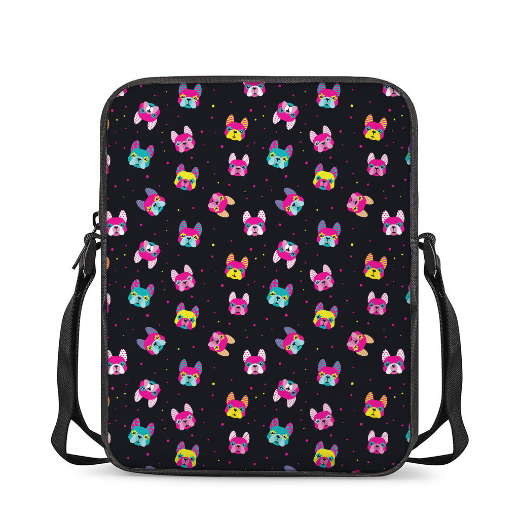 Colorful French Bulldog Print Rectangular Crossbody Bag
