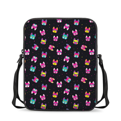 Colorful French Bulldog Print Rectangular Crossbody Bag