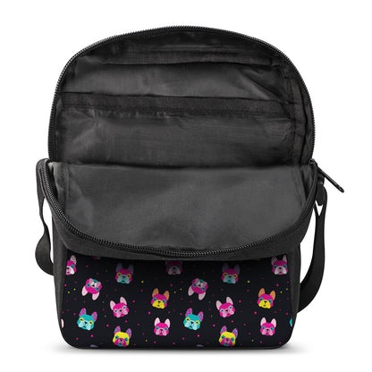 Colorful French Bulldog Print Rectangular Crossbody Bag