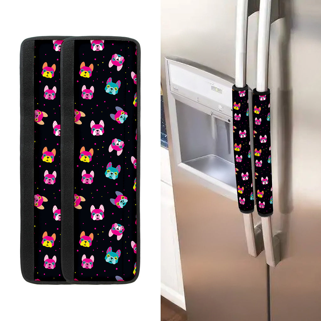 Colorful French Bulldog Print Refrigerator Handle Covers