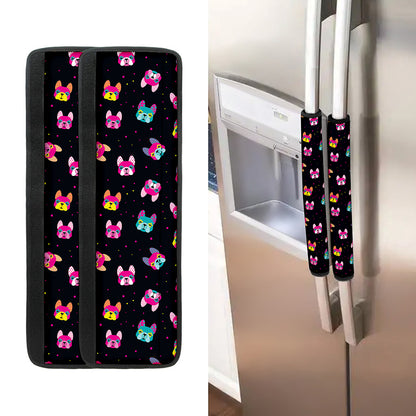 Colorful French Bulldog Print Refrigerator Handle Covers