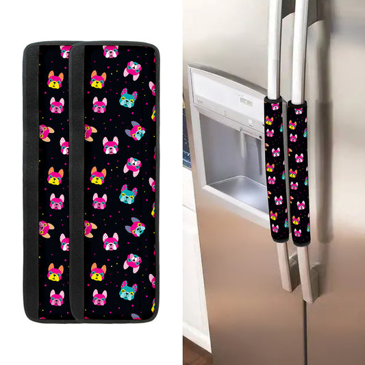 Colorful French Bulldog Print Refrigerator Handle Covers