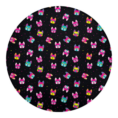 Colorful French Bulldog Print Round Blanket