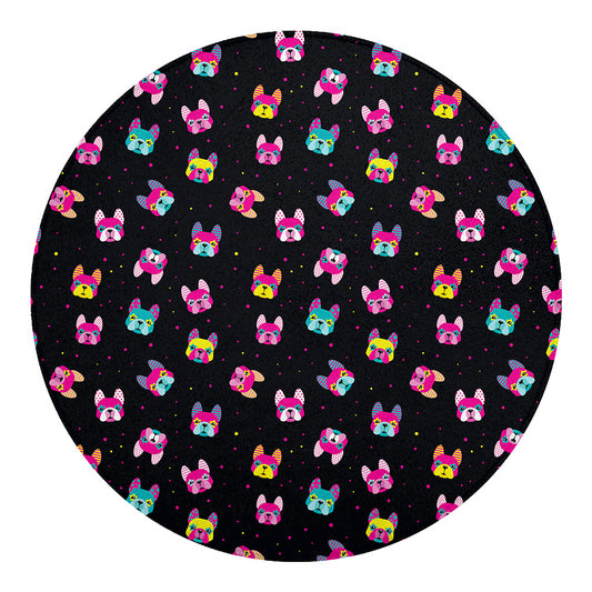 Colorful French Bulldog Print Round Blanket