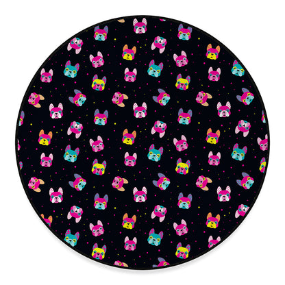 Colorful French Bulldog Print Round Floor Mat