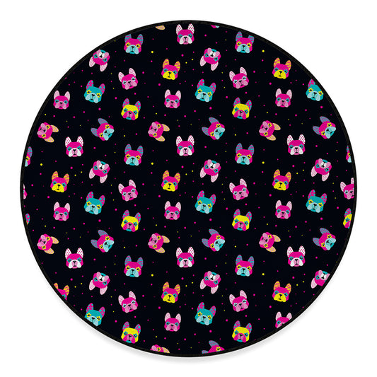 Colorful French Bulldog Print Round Floor Mat