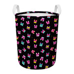 Colorful French Bulldog Print Round Laundry Basket