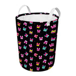 Colorful French Bulldog Print Round Laundry Basket
