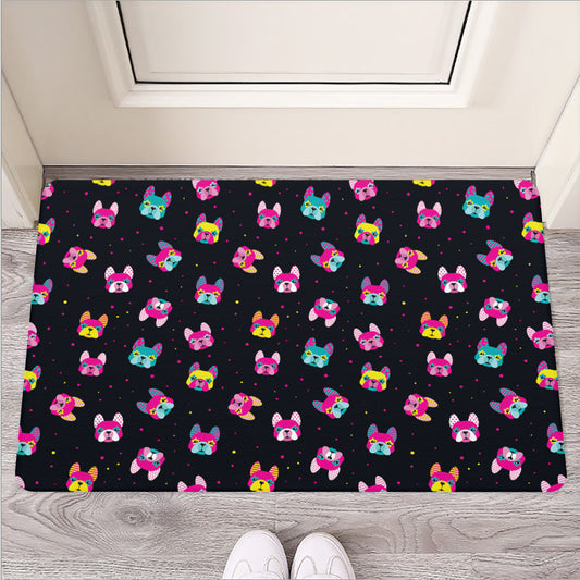 Colorful French Bulldog Print Rubber Doormat