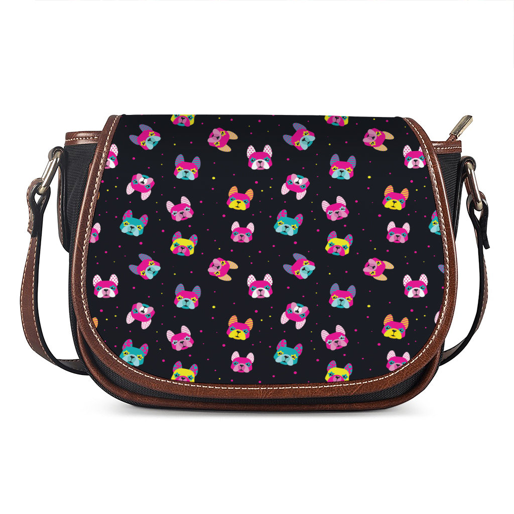 Colorful French Bulldog Print Saddle Bag