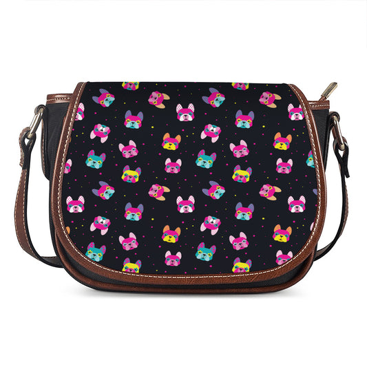 Colorful French Bulldog Print Saddle Bag