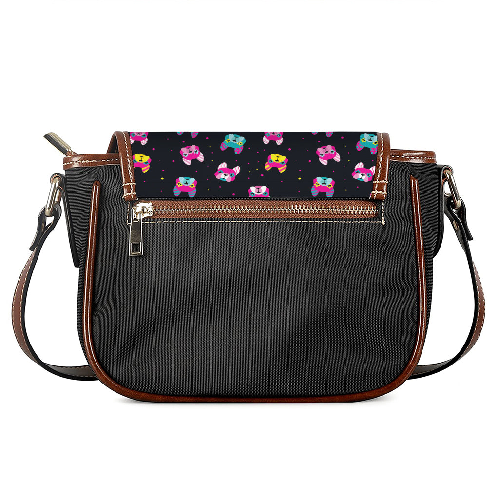 Colorful French Bulldog Print Saddle Bag