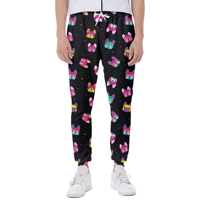 Colorful French Bulldog Print Scuba Joggers