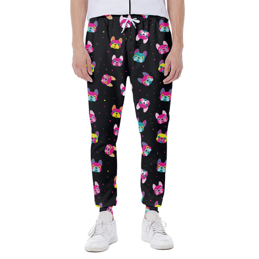 Colorful French Bulldog Print Scuba Joggers