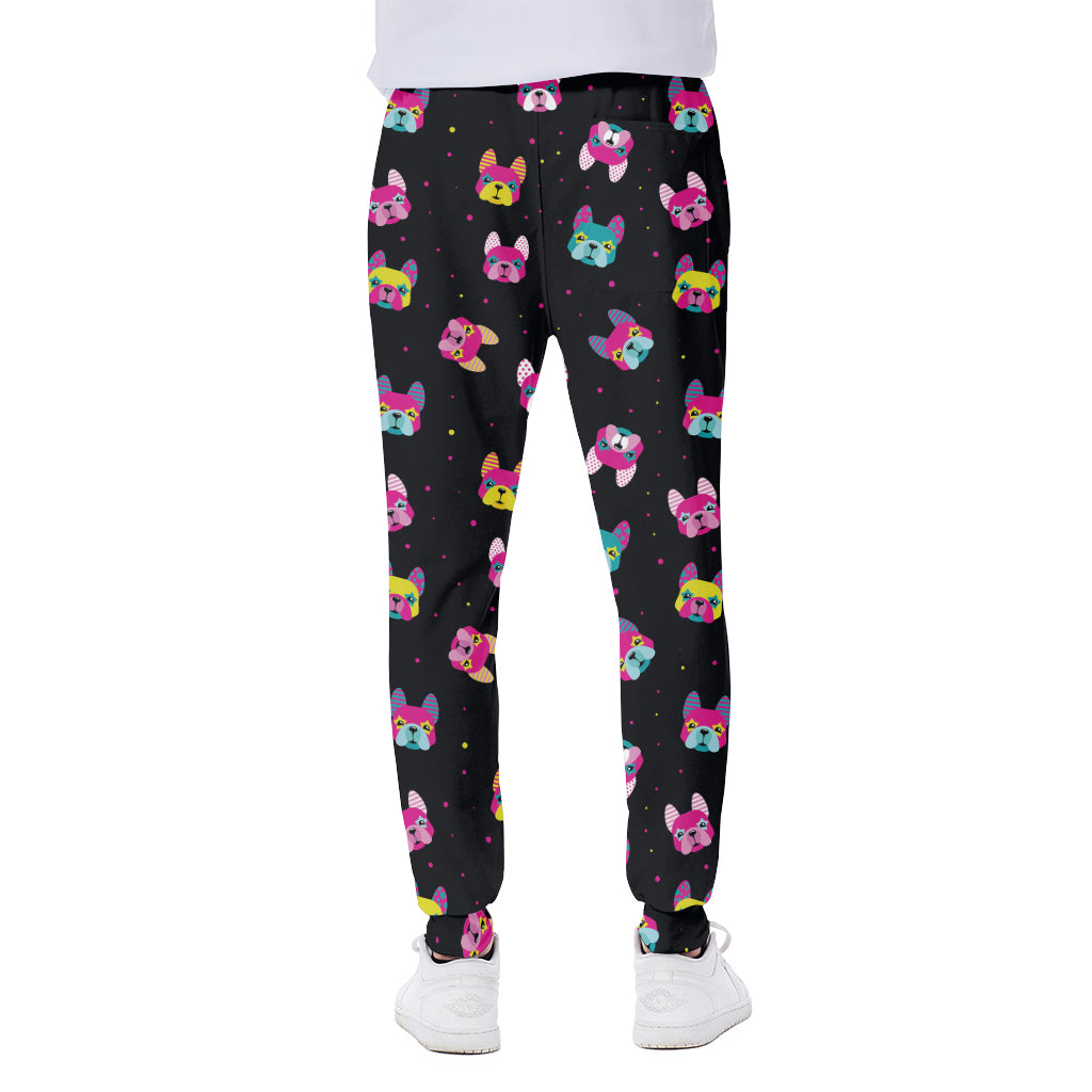 Colorful French Bulldog Print Scuba Joggers