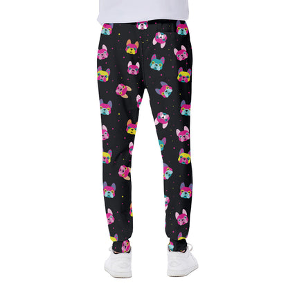 Colorful French Bulldog Print Scuba Joggers