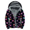 Colorful French Bulldog Print Sherpa Lined Zip Up Hoodie
