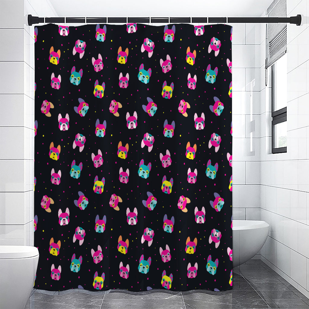Colorful French Bulldog Print Shower Curtain