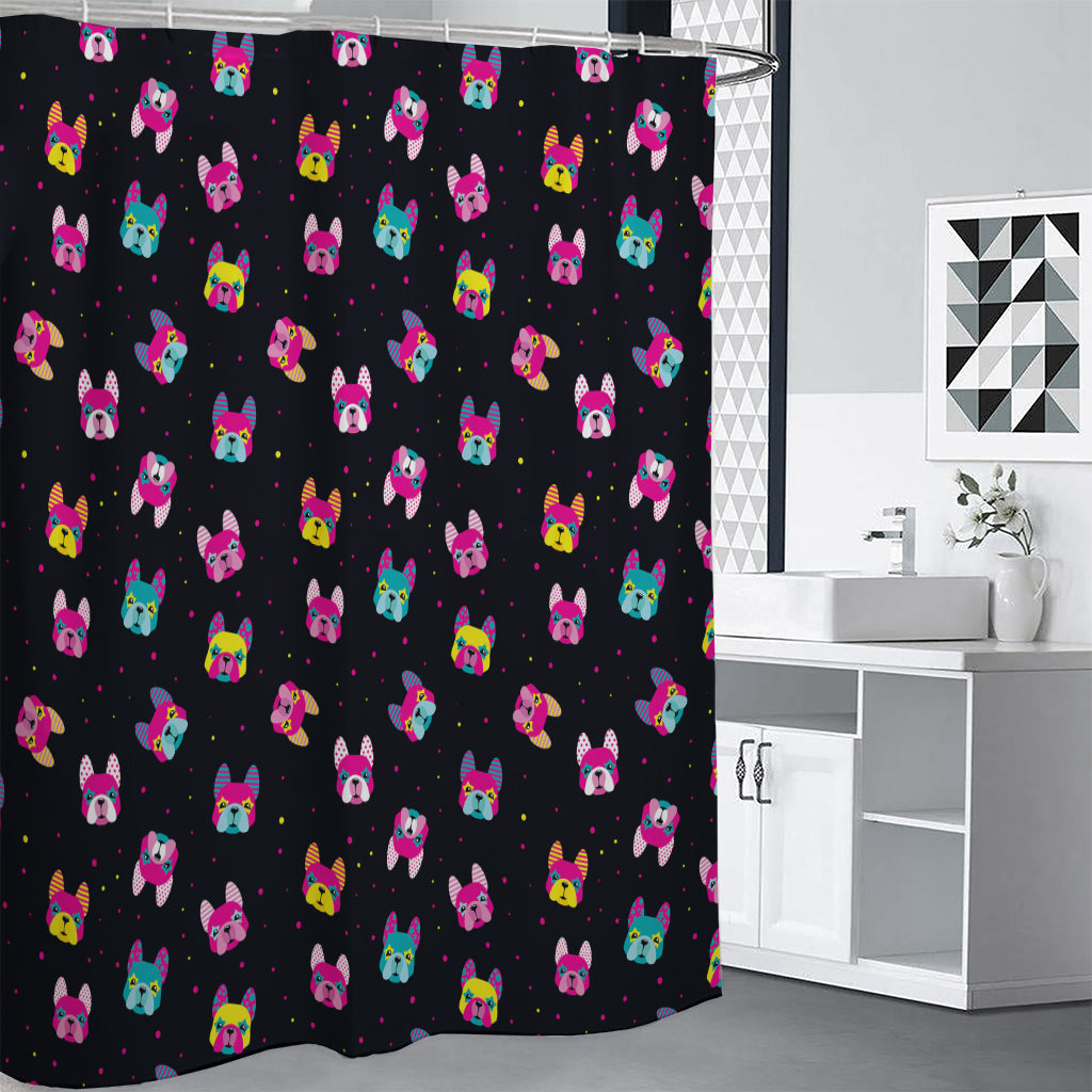 Colorful French Bulldog Print Shower Curtain