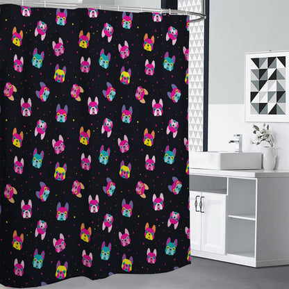 Colorful French Bulldog Print Shower Curtain