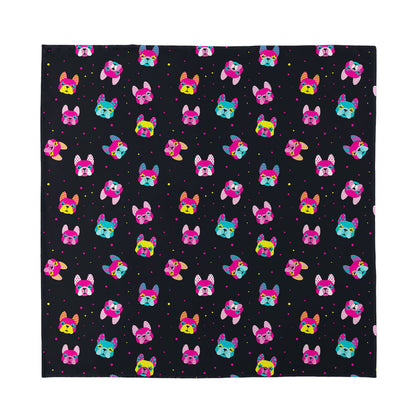Colorful French Bulldog Print Silk Bandana