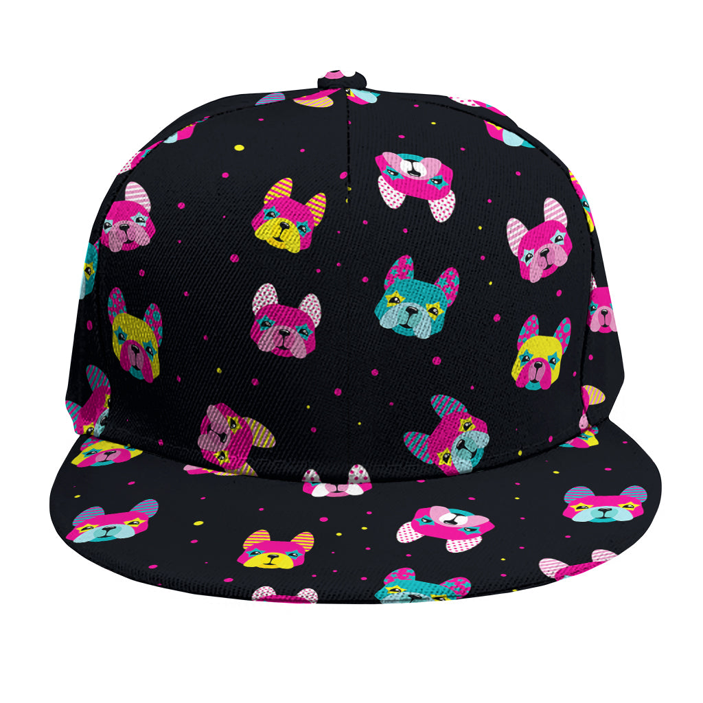 Colorful French Bulldog Print Snapback Cap