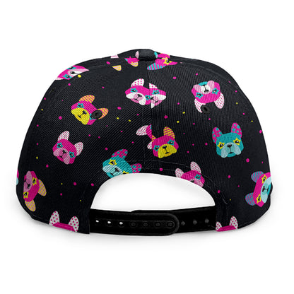 Colorful French Bulldog Print Snapback Cap
