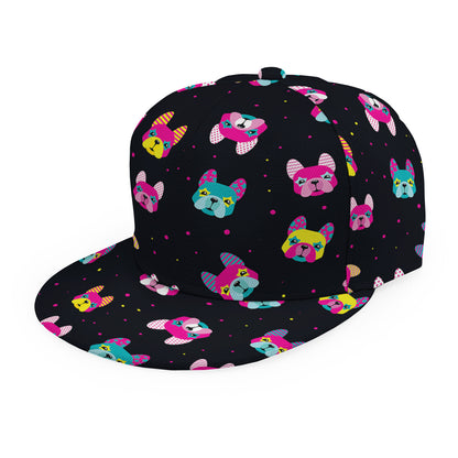 Colorful French Bulldog Print Snapback Cap