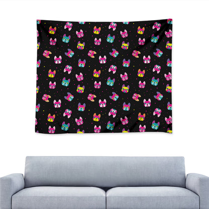 Colorful French Bulldog Print Tapestry