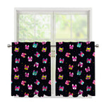 Colorful French Bulldog Print Tier Curtains