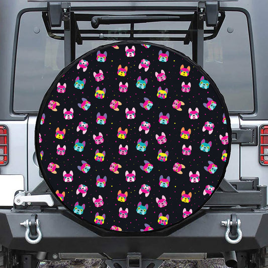 Colorful French Bulldog Print Tire Cover