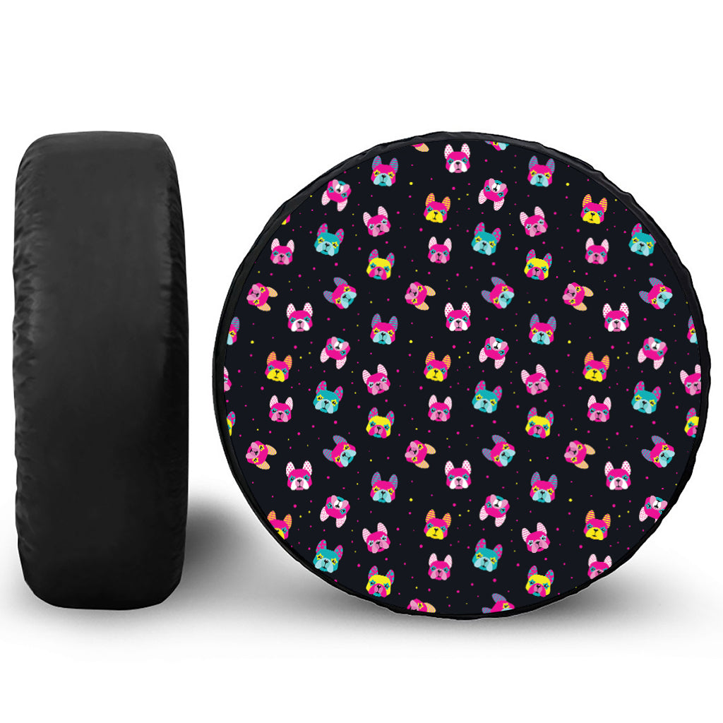 Colorful French Bulldog Print Tire Cover