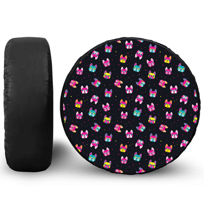 Colorful French Bulldog Print Tire Cover