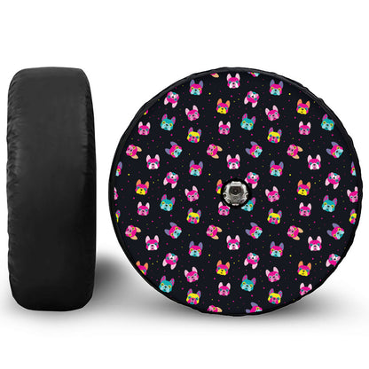Colorful French Bulldog Print Tire Cover With Camera Hole