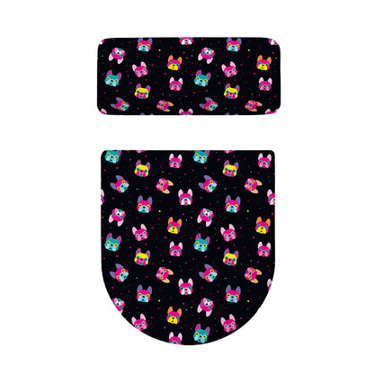 Colorful French Bulldog Print Toilet Lid And Tank Cover Set