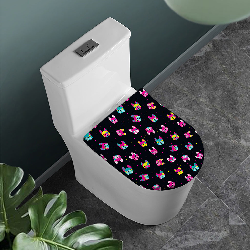 Colorful French Bulldog Print Toilet Lid Cover