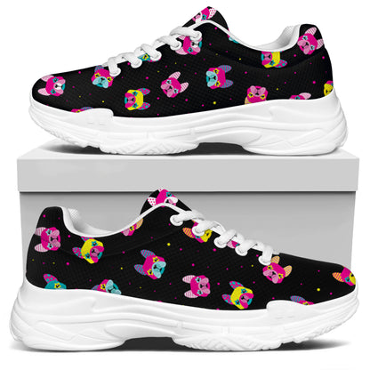 Colorful French Bulldog Print White Chunky Shoes