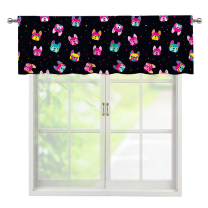Colorful French Bulldog Print Window Valance
