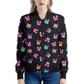 Colorful French Bulldog Print Women's Bomber Jacket