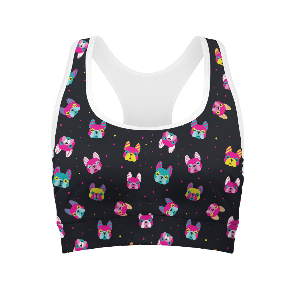 Colorful French Bulldog Print Women's Sports Bra