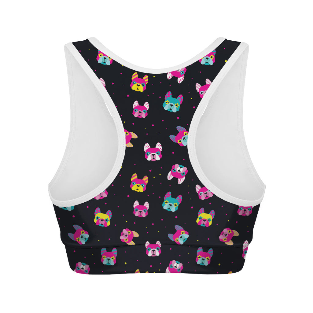 Colorful French Bulldog Print Women's Sports Bra